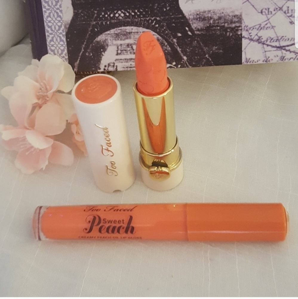 NWT Too Faced Peach Kiss Lipstick & Sweet Lipgloss